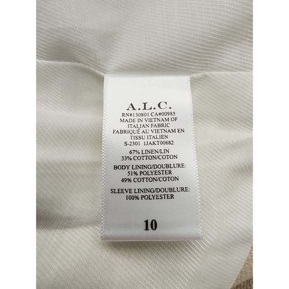 A.L.C. NWT River Double Breasted Blazer Linen Light Beige Cropped Jacket ALC 10 - Picture 7 of 7